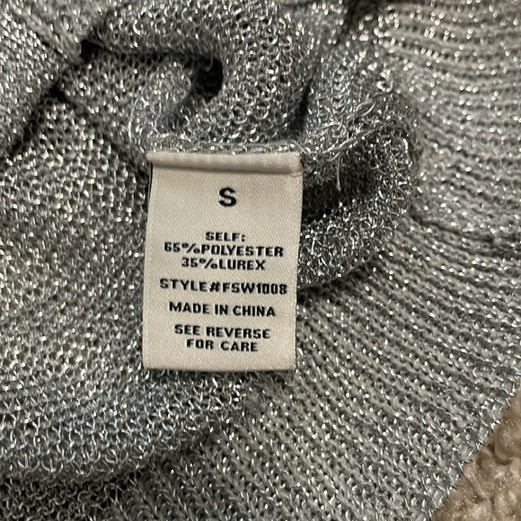 Free Market Women Jacket Small Silver Metallic Thread Foil Knit Contemporary - Picture 11 of 11